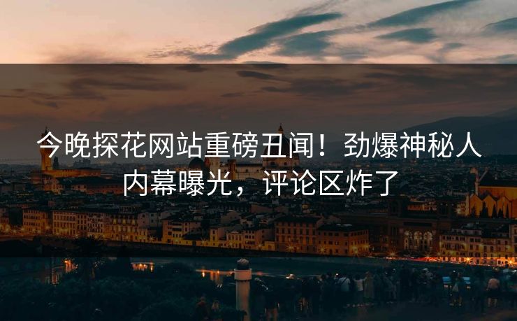 今晚探花网站重磅丑闻！劲爆神秘人内幕曝光，评论区炸了