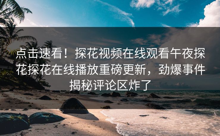 点击速看！探花视频在线观看午夜探花探花在线播放重磅更新，劲爆事件揭秘评论区炸了