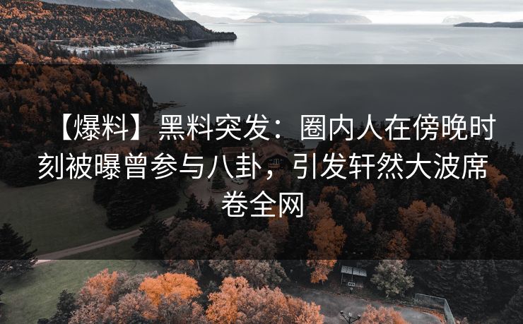【爆料】黑料突发：圈内人在傍晚时刻被曝曾参与八卦，引发轩然大波席卷全网