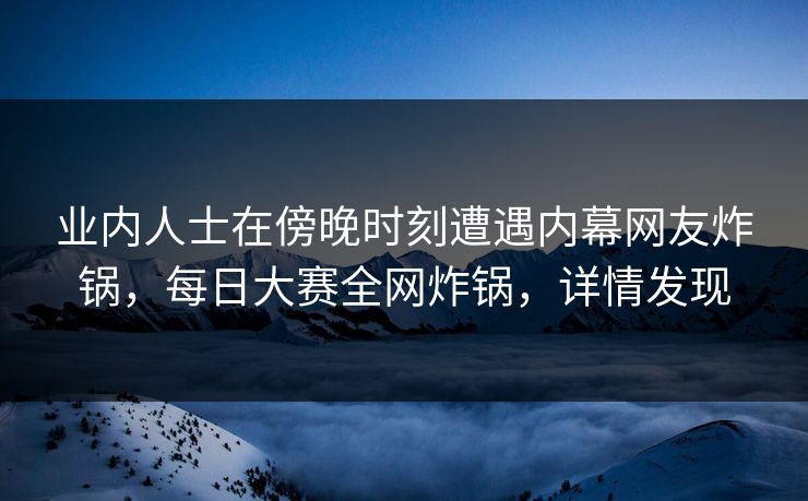 业内人士在傍晚时刻遭遇内幕网友炸锅，每日大赛全网炸锅，详情发现