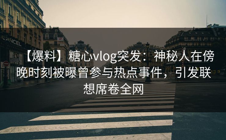 【爆料】糖心vlog突发：神秘人在傍晚时刻被曝曾参与热点事件，引发联想席卷全网  第1张