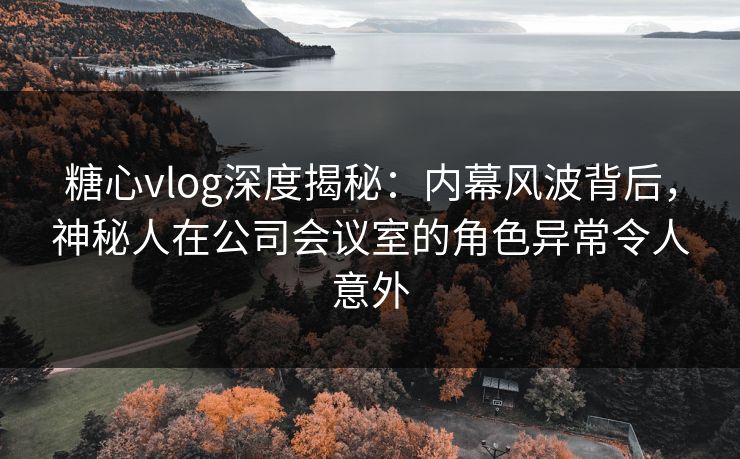 糖心vlog深度揭秘：内幕风波背后，神秘人在公司会议室的角色异常令人意外